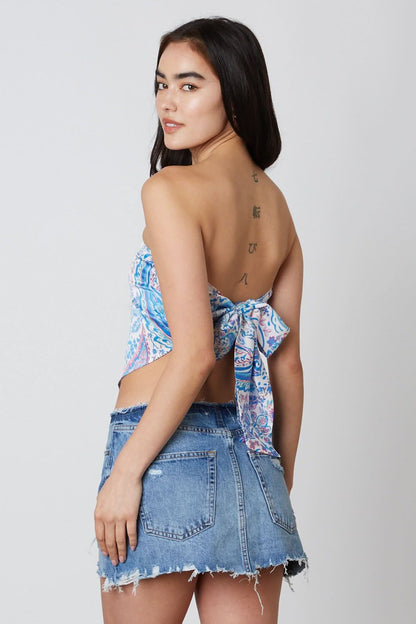 Tahlia Blue Paisley Print Scarf Top