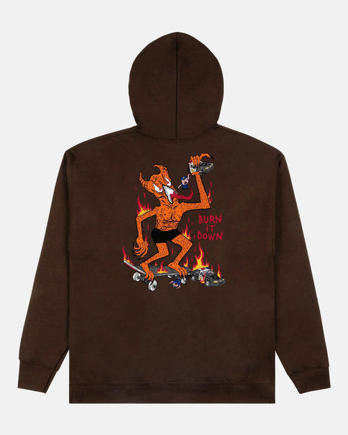 BURN IT DOWN - HOODIE - DARK CHOCOLATE - Four Street