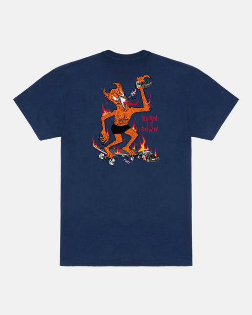 BURN IT DOWN - TSHIRT - NAVY - Four Street