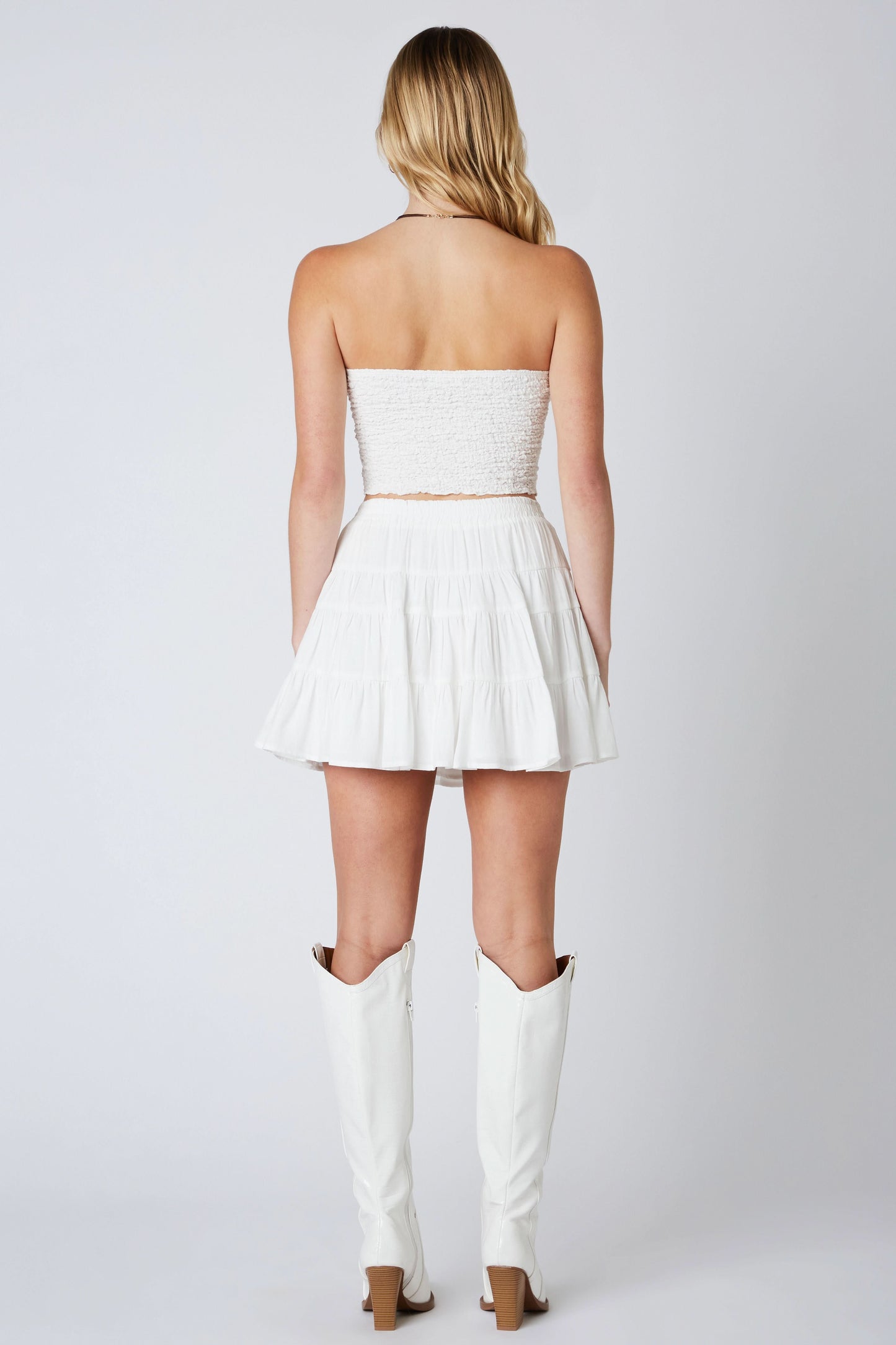 Vanessa White Tiered Mini Skirt