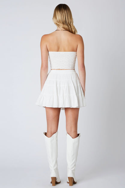 Vanessa White Tiered Mini Skirt
