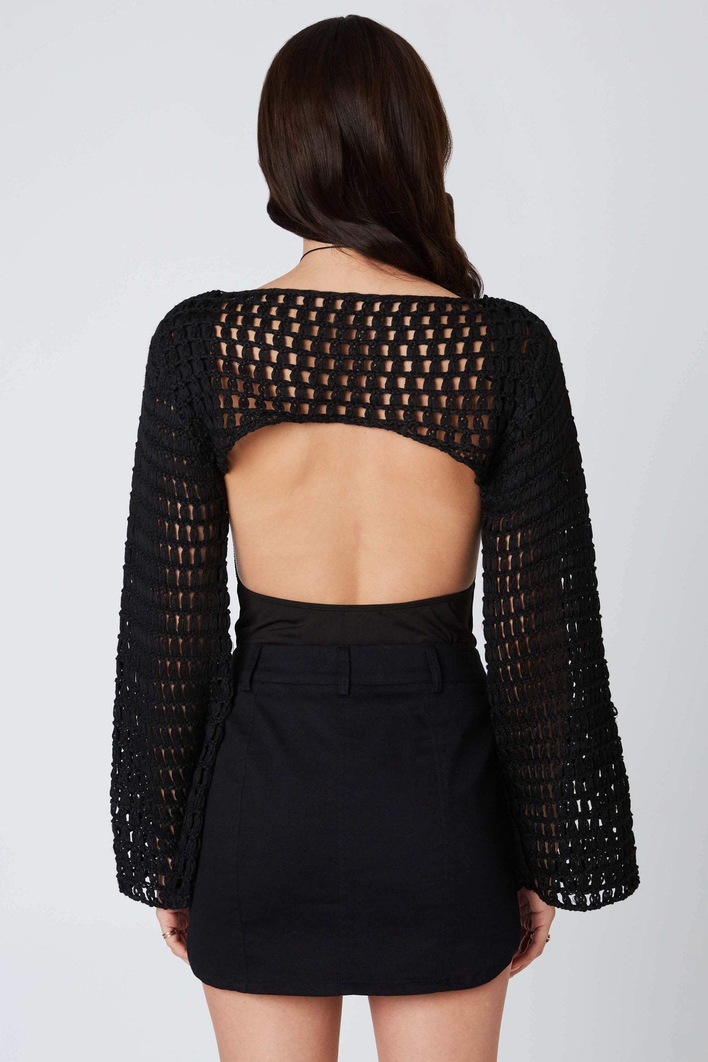 Savannah Black Crochet Shrug