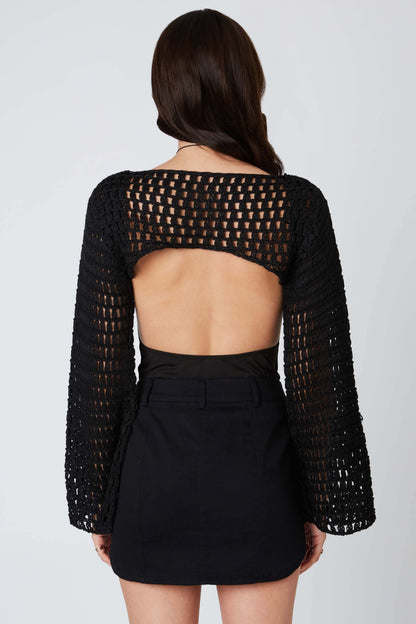 Savannah Black Crochet Shrug
