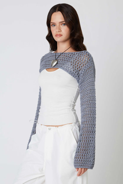 Savannah Dark Slate Crochet Shrug