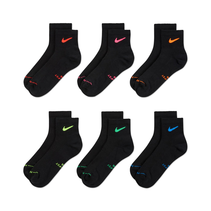 Nike Everyday Elevated Ankle Socks 6 Pairs (Multicolor Swooshes)