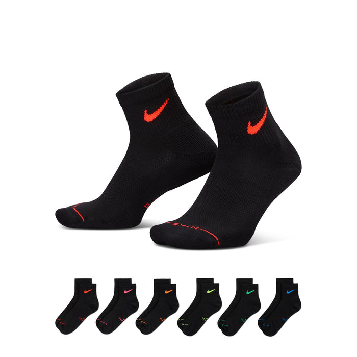 Nike Everyday Elevated Ankle Socks 6 Pairs (Multicolor Swooshes)