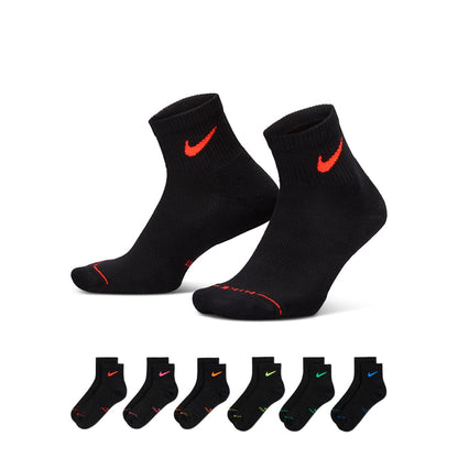 Nike Everyday Elevated Ankle Socks 6 Pairs (Multicolor Swooshes)