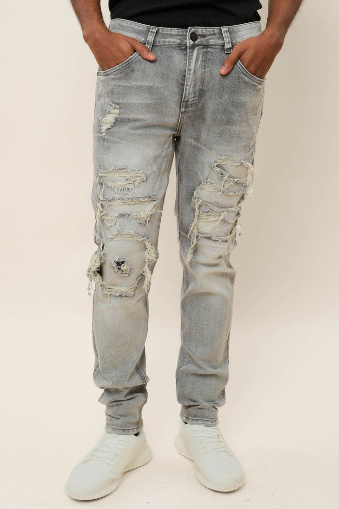 Faded Ripped Repair Denim Jeans Victorious