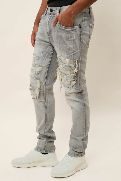 Faded Ripped Repair Denim Jeans Victorious