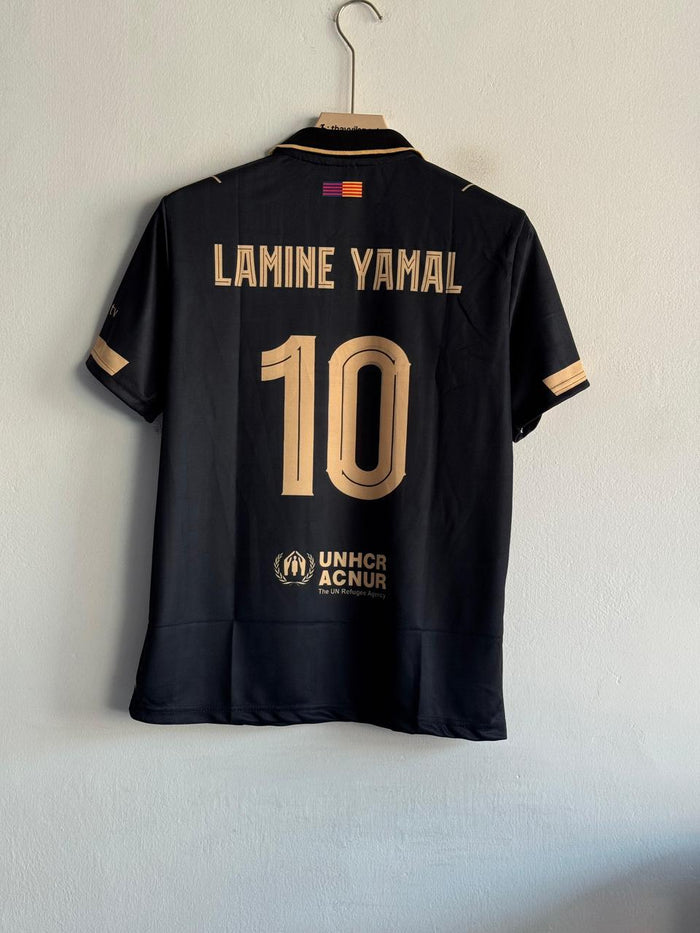 FC Barcelona 2024-25 Away Jersey – Lamine Yamal #10 –  Black & Gold Edition