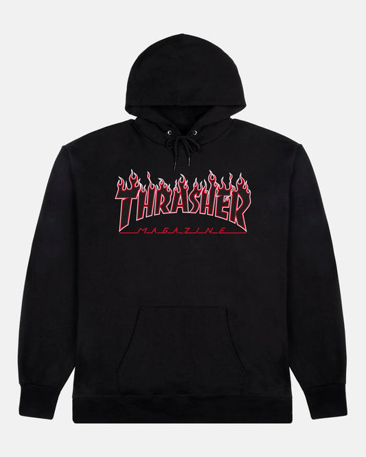 FLAME - HOODIE - BLACK & RED - Four Street