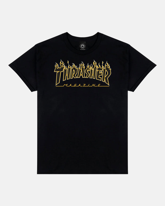 FLAME - TSHIRT - BLACK / YELLOW - Four Street