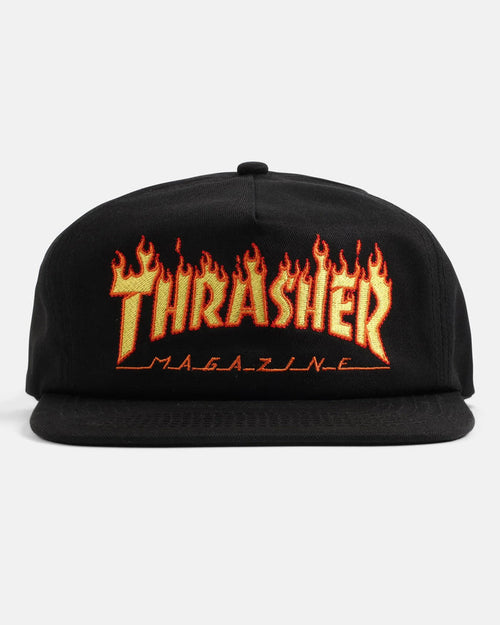 FLAME EMBROIDERED - SNAPBACK - BLACK - Four Street