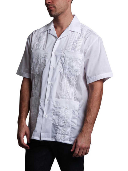Guayabera Embroidered Pleated Cuban Shirt Omega