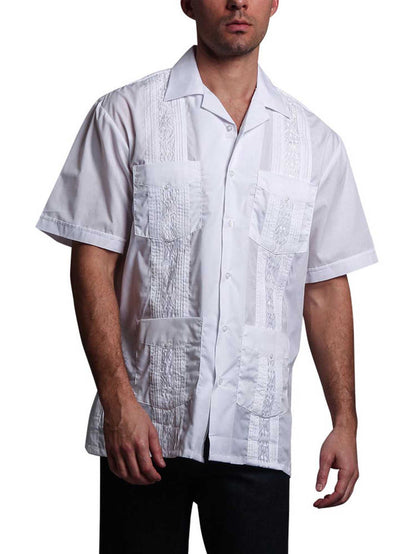 Guayabera Embroidered Pleated Cuban Shirt Omega