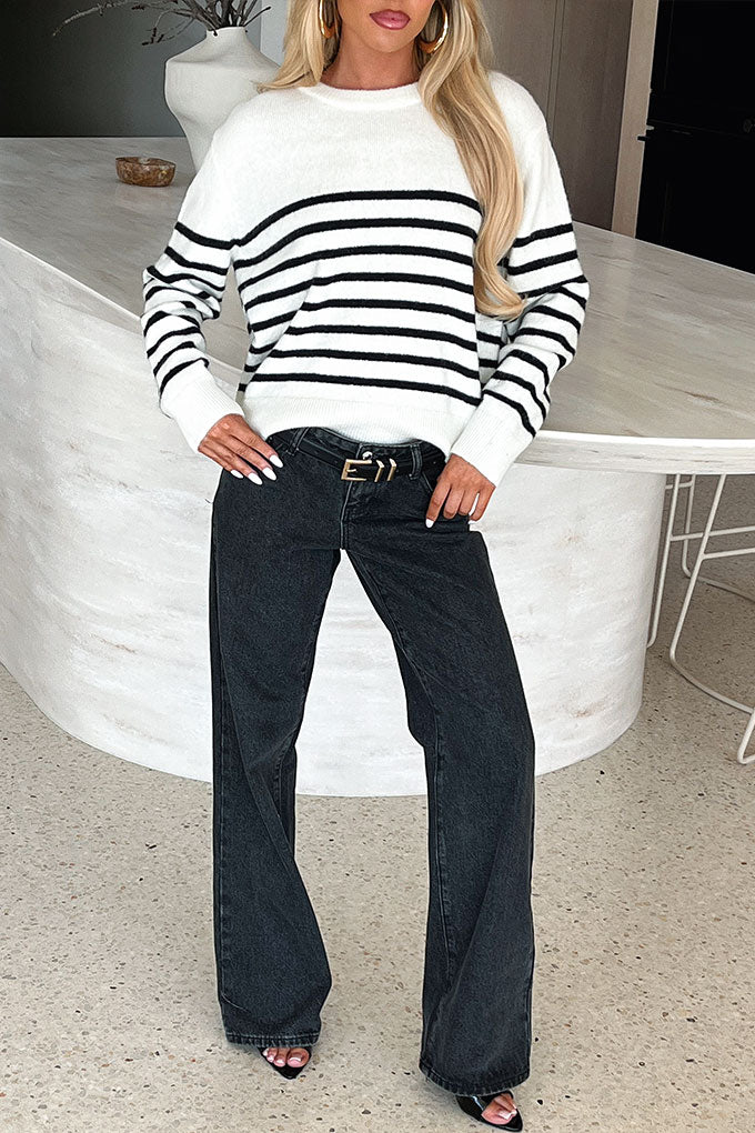 Hampton Knit Jumper - Black & White Striped