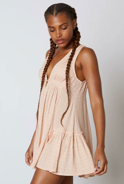 Sanibel Island Peach Speck Print Swing Dress