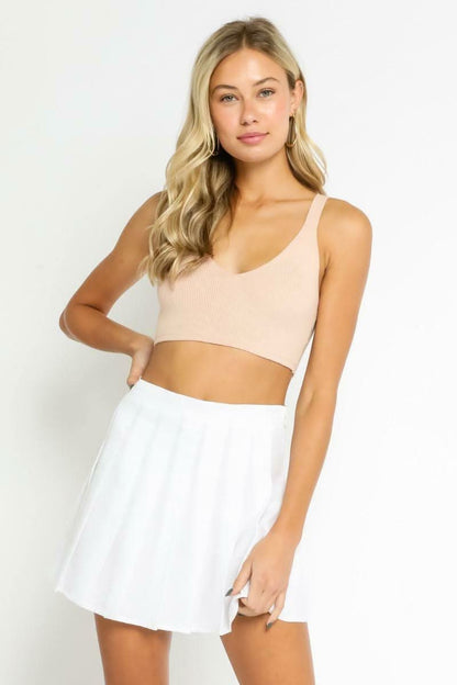 Tina Solid Rib Blush  Cropped Top