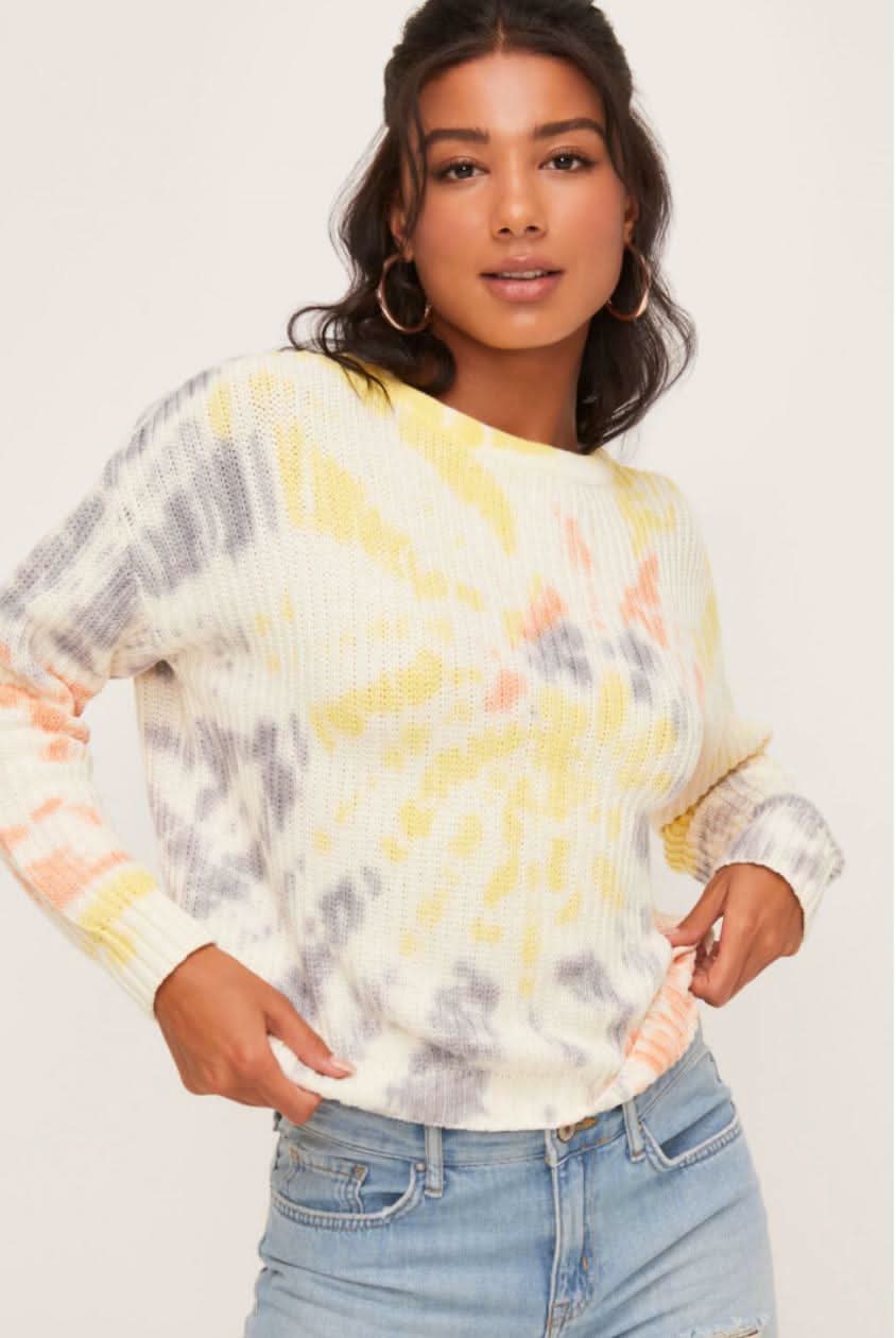 Suddenly Cozy Beige Colorful Tie-Dye Sweater