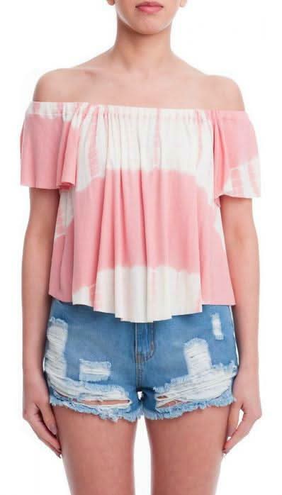 Weekender Pink Tie-Dye Off-the-Shoulder Top