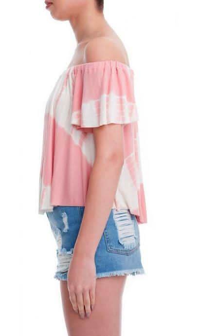 Weekender Pink Tie-Dye Off-the-Shoulder Top