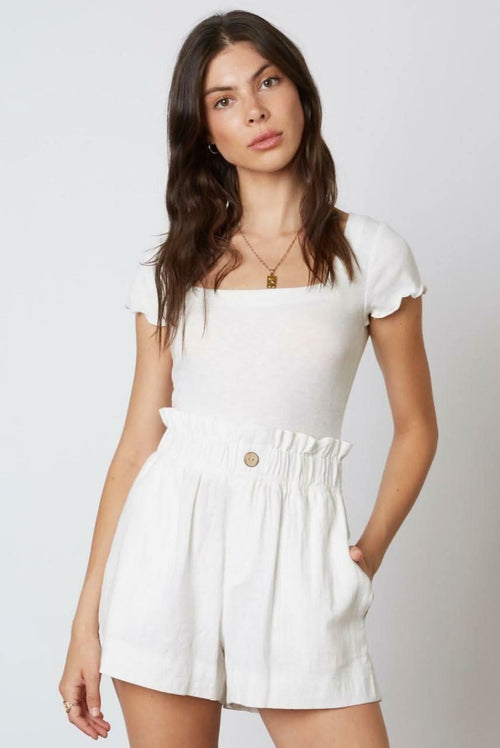 Sea and Sun White Smocked Hight Waist Shorts