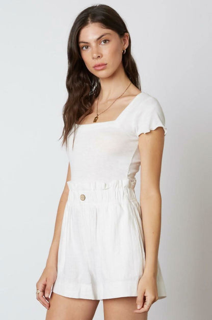 Sea and Sun White Smocked Hight Waist Shorts