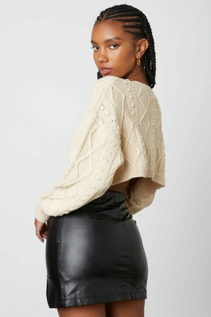 Toby Natural Cable Knit Cropped Sweater