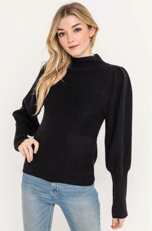 Westminster Black Balloon Sleeve Sweater