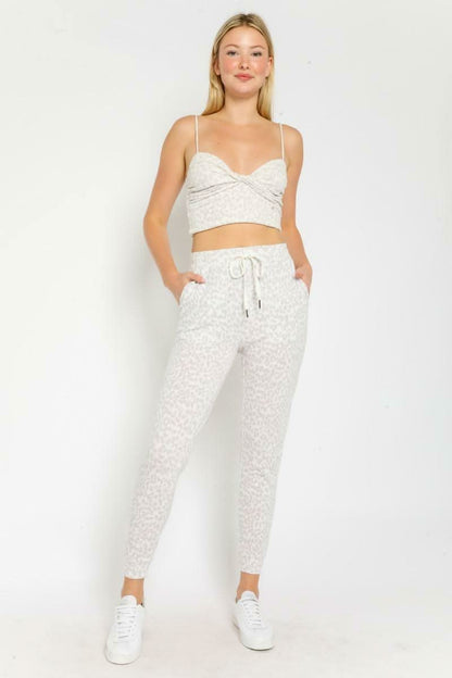 You've Gone Wild Light Grey Leopard Print Cropped Tank