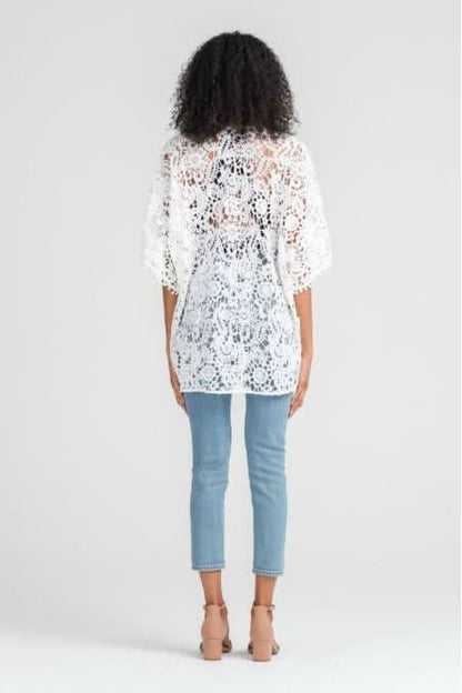 Watch and Learn White Crochet Lace Kimono