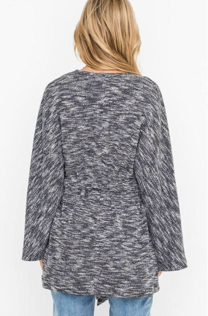 Sasha Black Space Dye Kimono Sleeve Cardigan