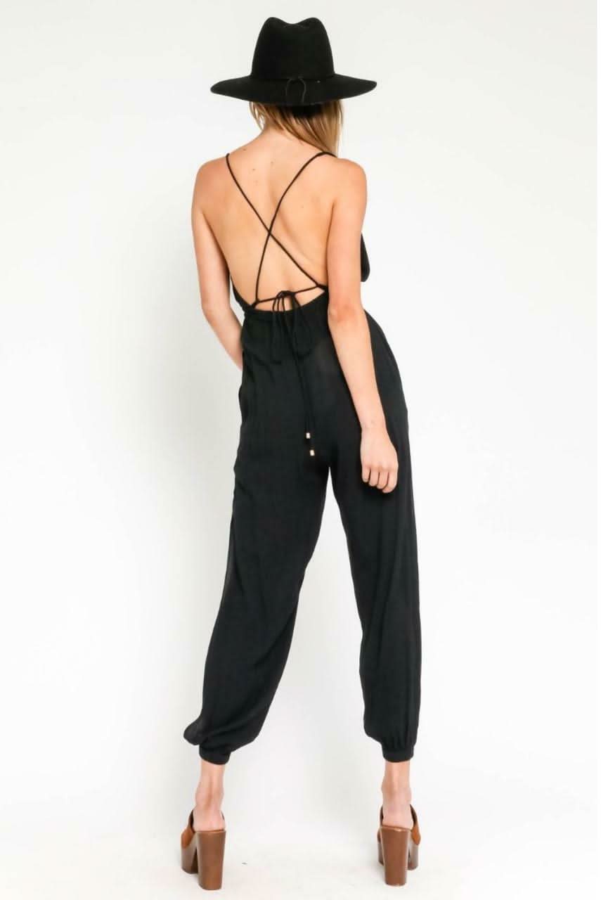 San Remo Black Backless Jumpsuit