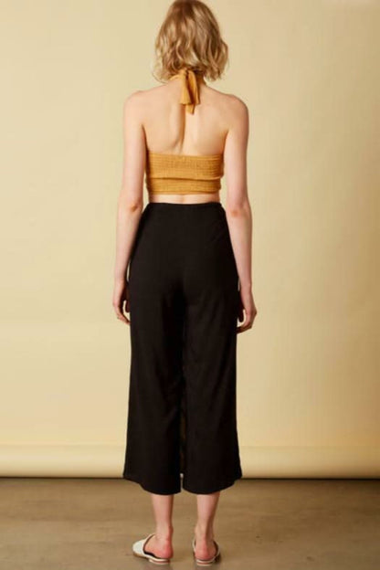 Renata Black Tie-Front Wrap Pants