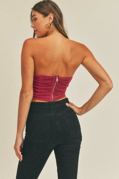 Serenity Berry Strapless Crop Top
