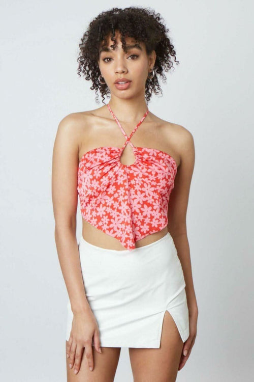 You Know Me Cherry Blossom Floral Print Halter Top