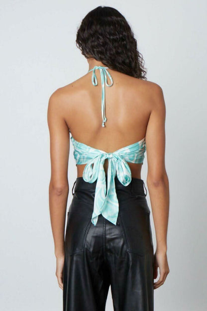 You Know Me Jade and White Heart Print Halter Top