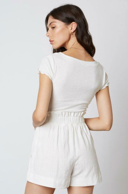 Sea and Sun White Smocked Hight Waist Shorts