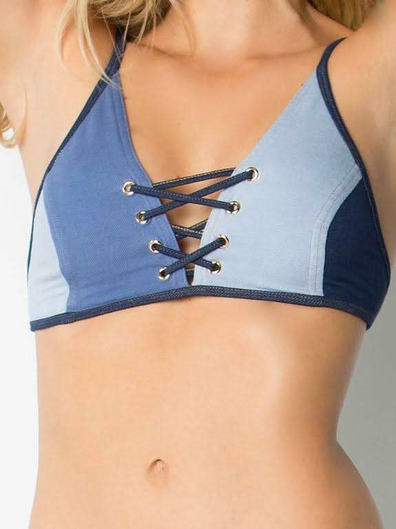 Then & Now Denim Patchwork Bikini