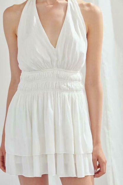 Tracie Creamy White Halter Romper