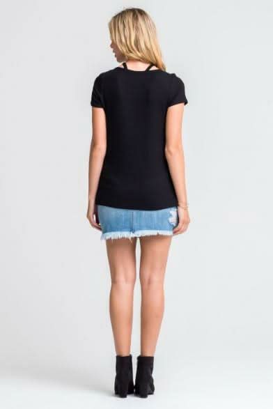 Sunset Black Criss-Cross Choker Tee