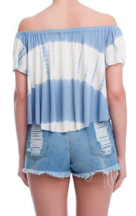 Weekender Blue Tie-Dye Off-the-Shoulder Top
