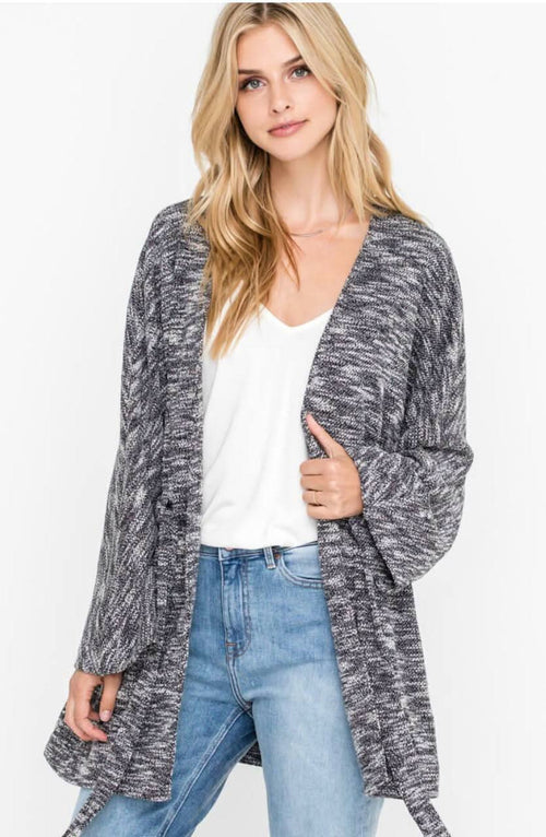 Sasha Black Space Dye Kimono Sleeve Cardigan