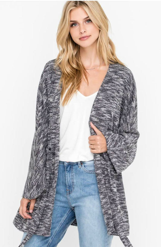 Sasha Black Space Dye Kimono Sleeve Cardigan