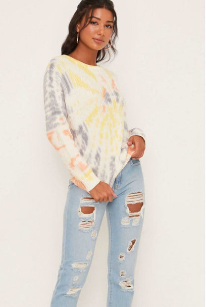 Suddenly Cozy Beige Colorful Tie-Dye Sweater