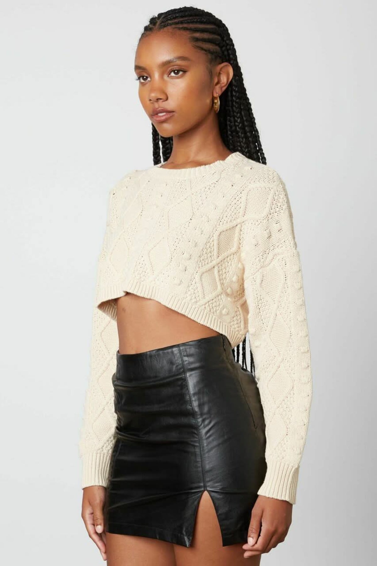 Toby Natural Cable Knit Cropped Sweater