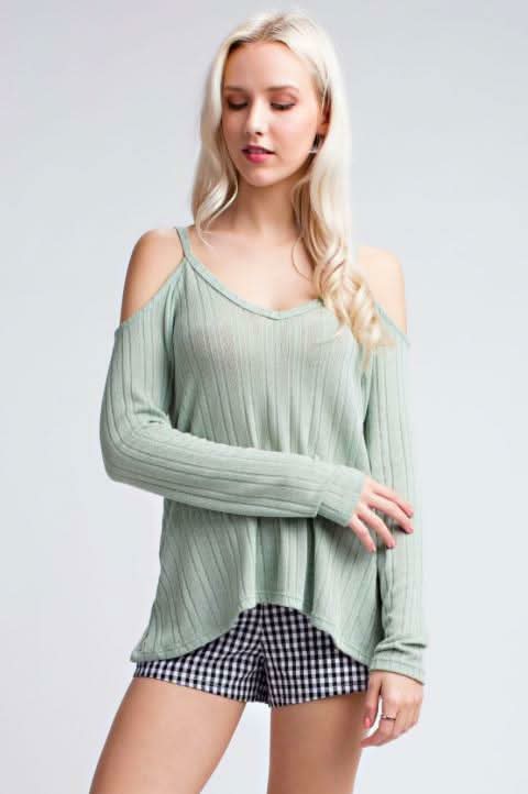 So Perfect Sage Long Sleeve Top