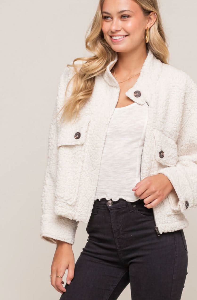 Ryder Off White Teddy Jacket
