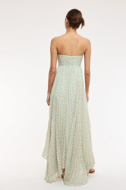 Willow Light Green Ditsy Floral Strapless Maxi Dress