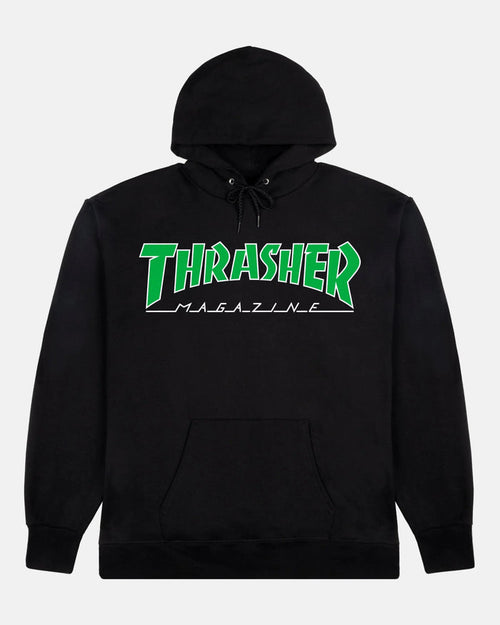 OUTLINED - HOODIE - BLACK / GREEN - Four Street